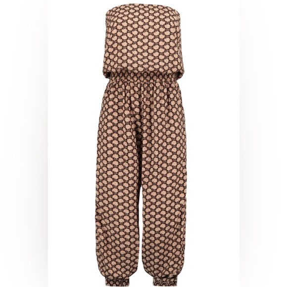 Pia Jumpsuit: Stylish Brown Patterned Jumpsuit - Picture 1 of 6